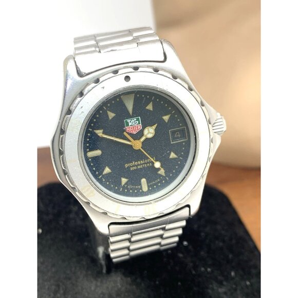 Tag Heuer Watch 972.613R Swiss Quartz Vintage Black Dial Silver Steel 34mm USED - Picture 13 of 14